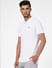 White Logo Print Polo Neck T-shirt_395595+3