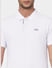 White Logo Print Polo Neck T-shirt_395595+6