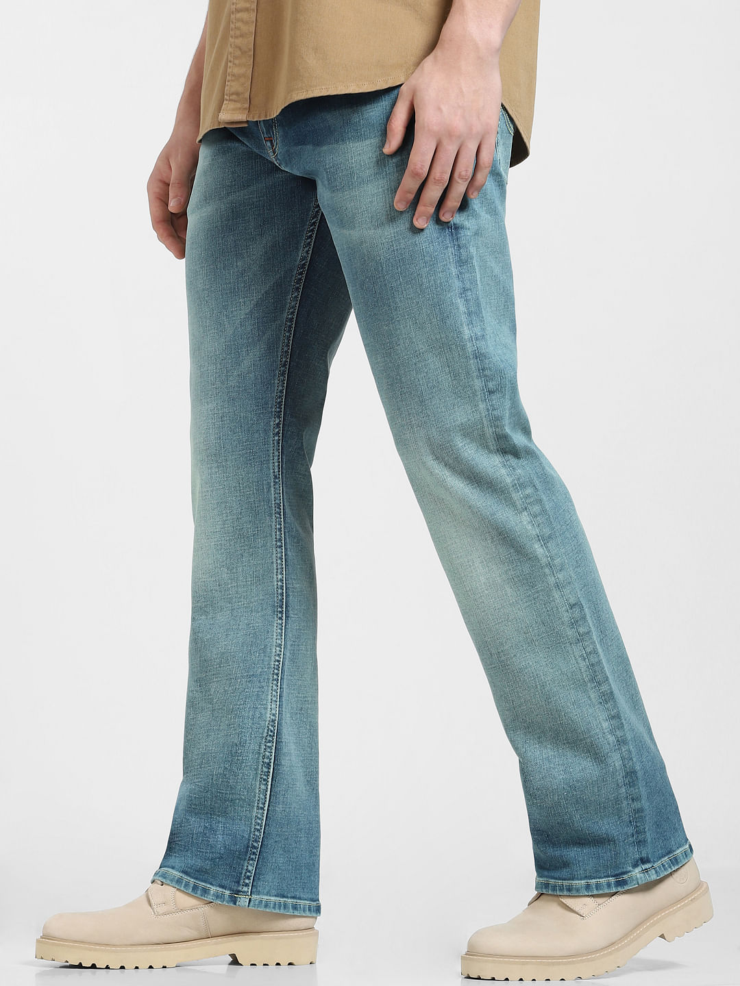 Mens STRETCH Bootcut Jeans Wide Leg Pants Wide Leg Flared Bell Bottom Denim  | eBay