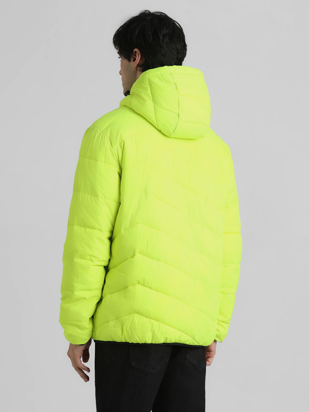 Lime green puffer hot sale jacket mens