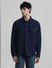 Dark Blue Indigo Dyed Jacquard Oversized Shirt_409918+2