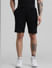 Black Mid Rise Jacquard Bermuda Shorts_409923+1