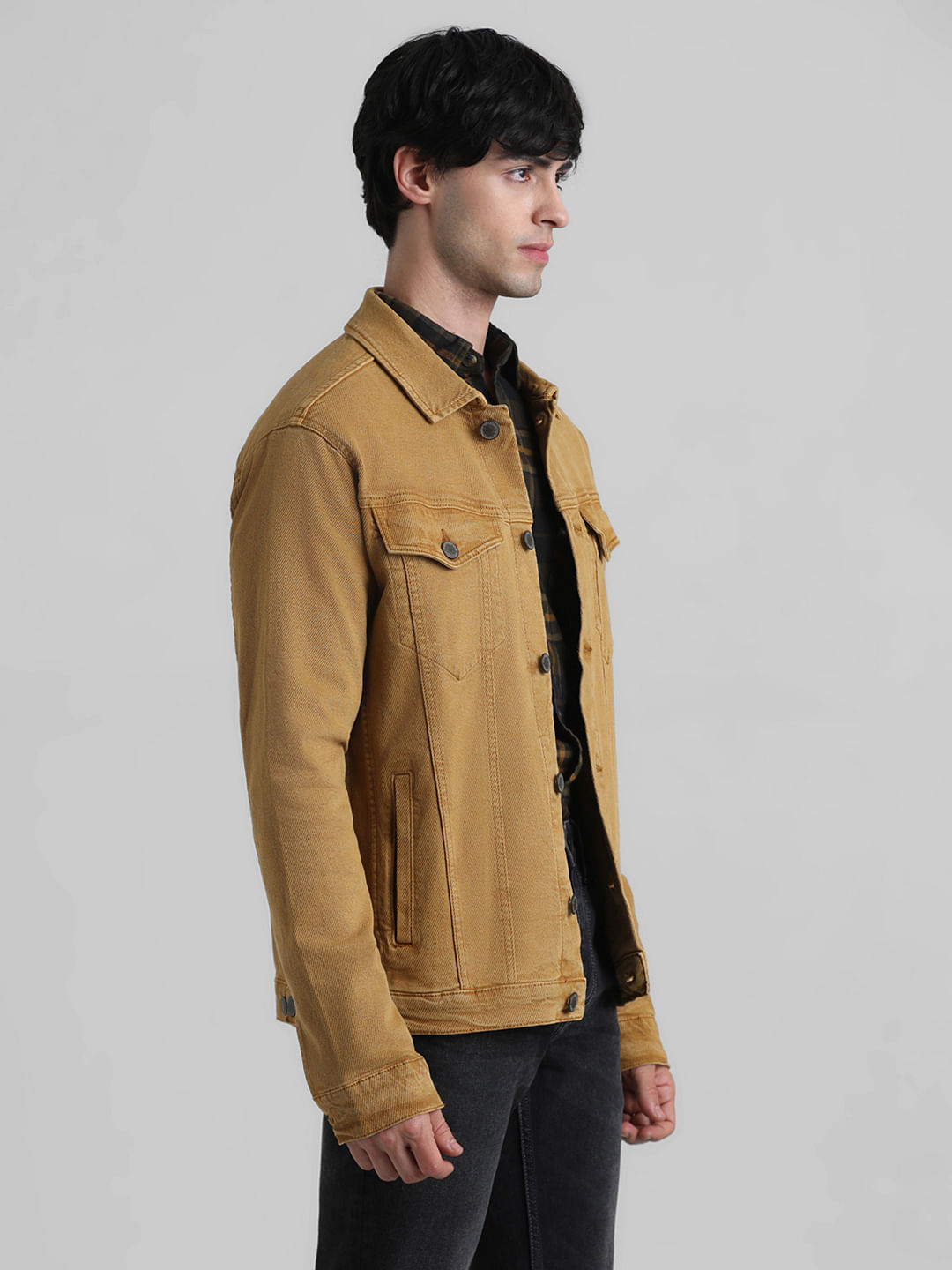 Buy Celio Solid Brown Long Sleeves Denim Jacket at Amazon.in
