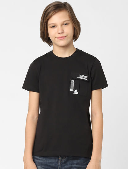 Boys Black Crew Neck T-shirt