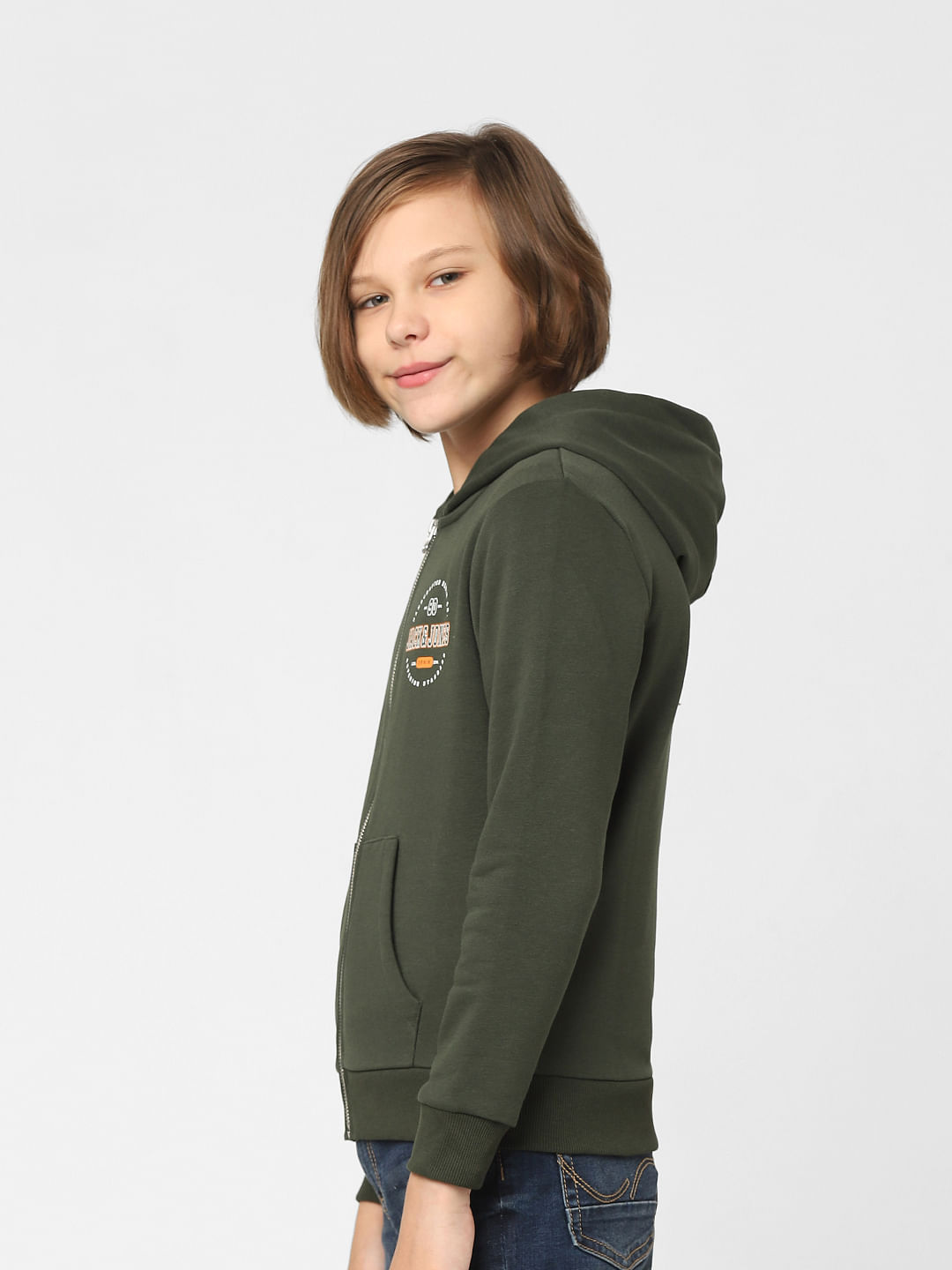 Boys green sale zip up hoodie