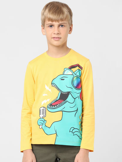 Boys Yellow Dino Print T-shirt
