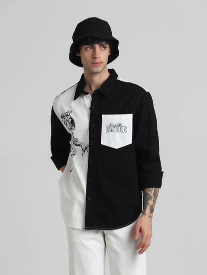 Jack&Jones X Black Panther White Colourblocked OVERSIZED Shirt