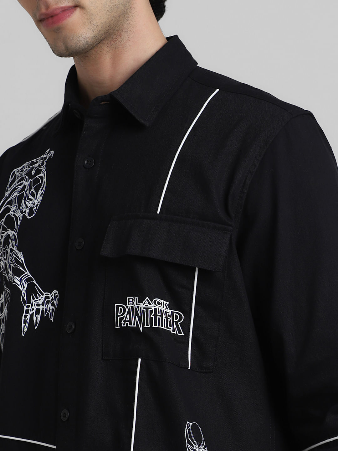 Black panther button up sales shirt