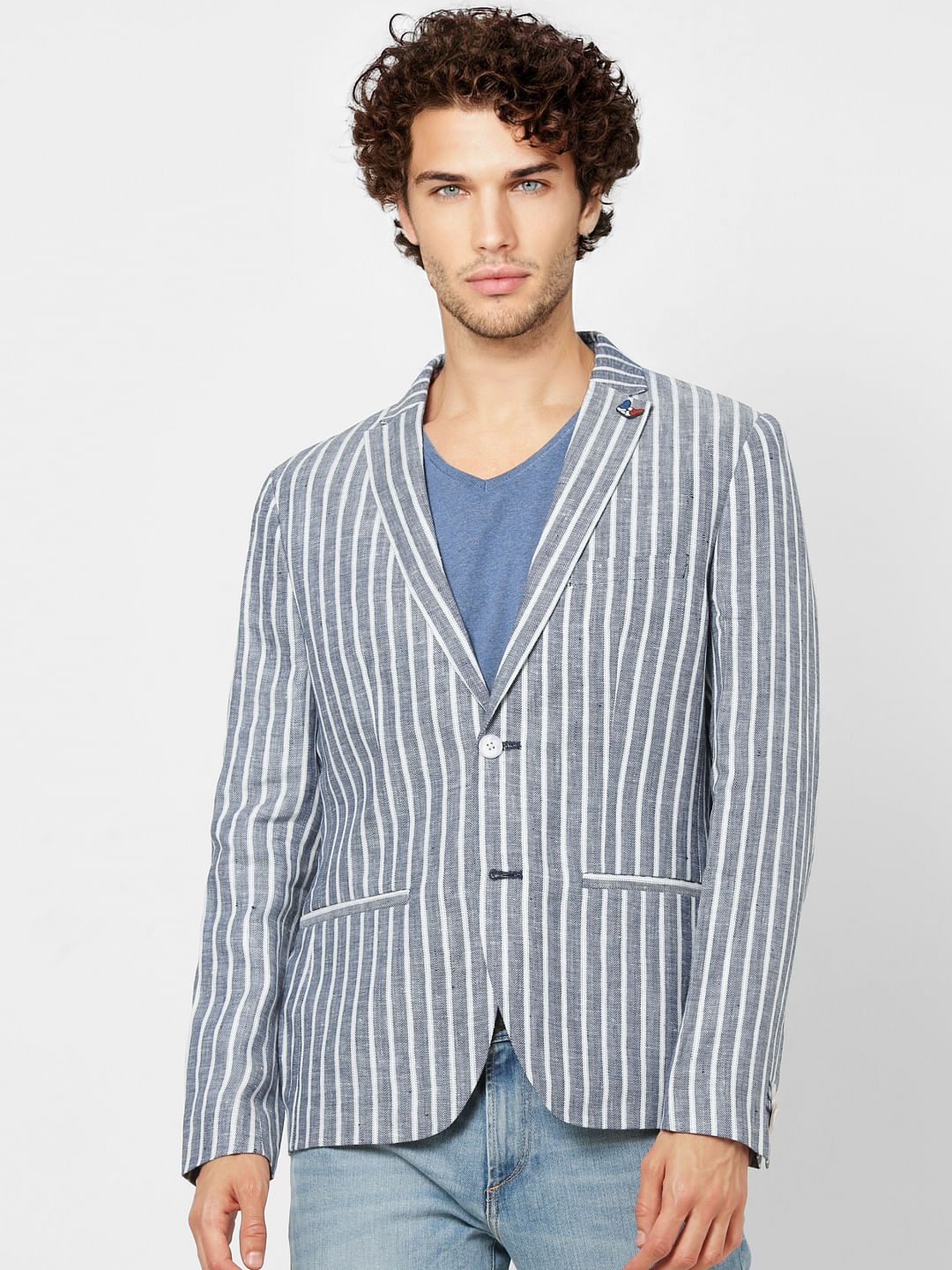 slim fit linen jacket