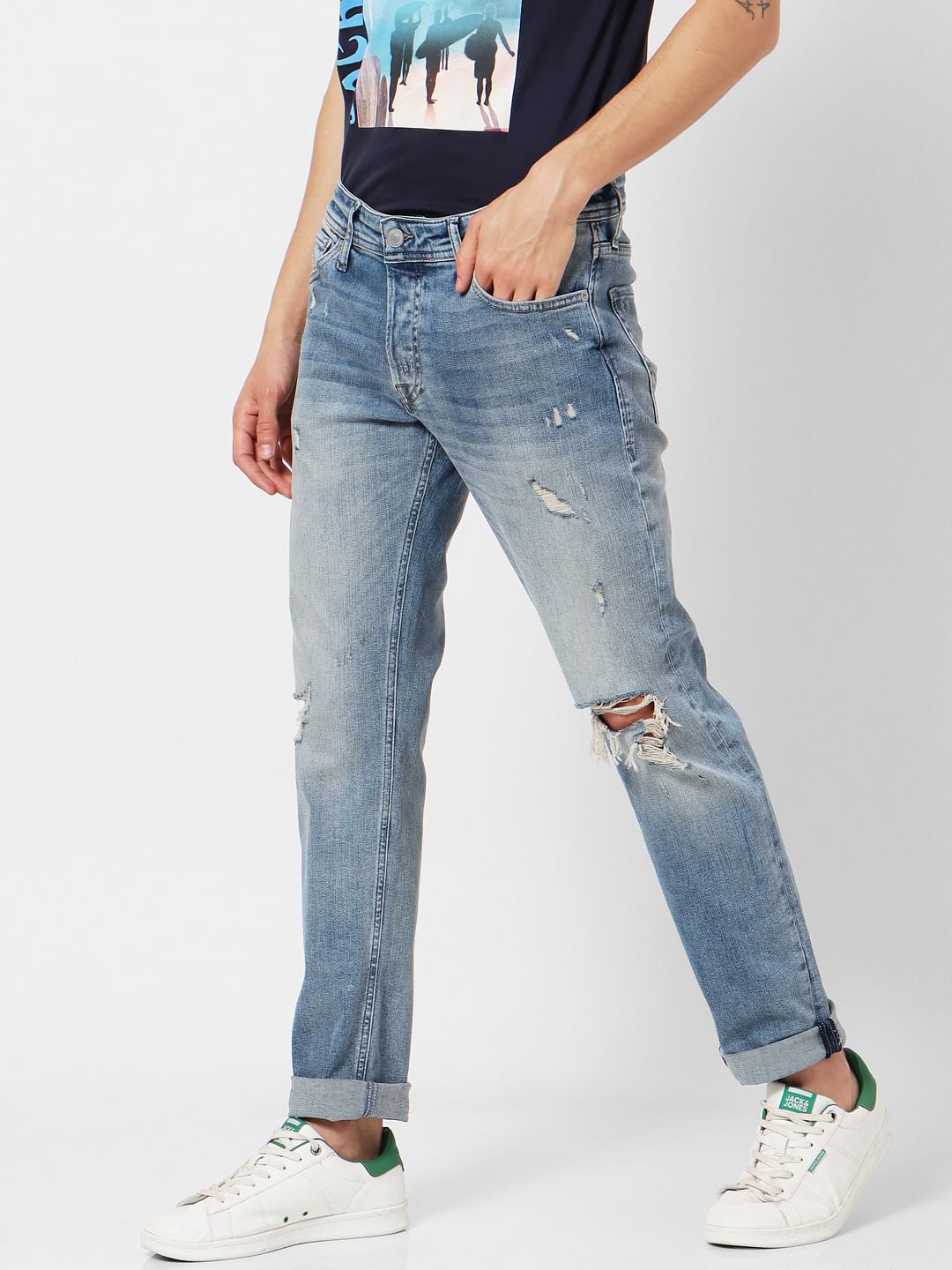 Buy True Religion Super T Rocco Skinny Light Blue Distressed Jeans for Men  Online  Tata CLiQ Luxury