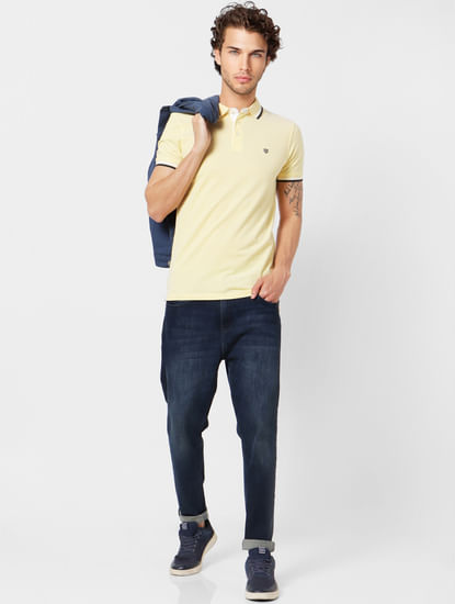 Yellow Tipping Polo Neck T-shirt