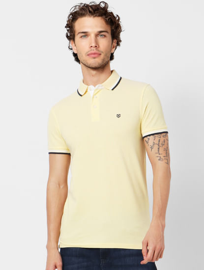 Yellow Tipping Polo Neck T-shirt