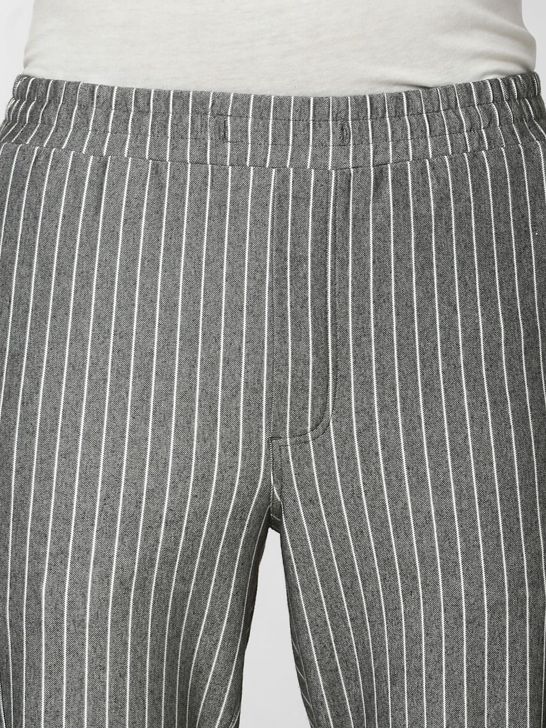 Black  Grey 1 Striped Mid Rise Stretch Skinny Jeans  Run and Fly