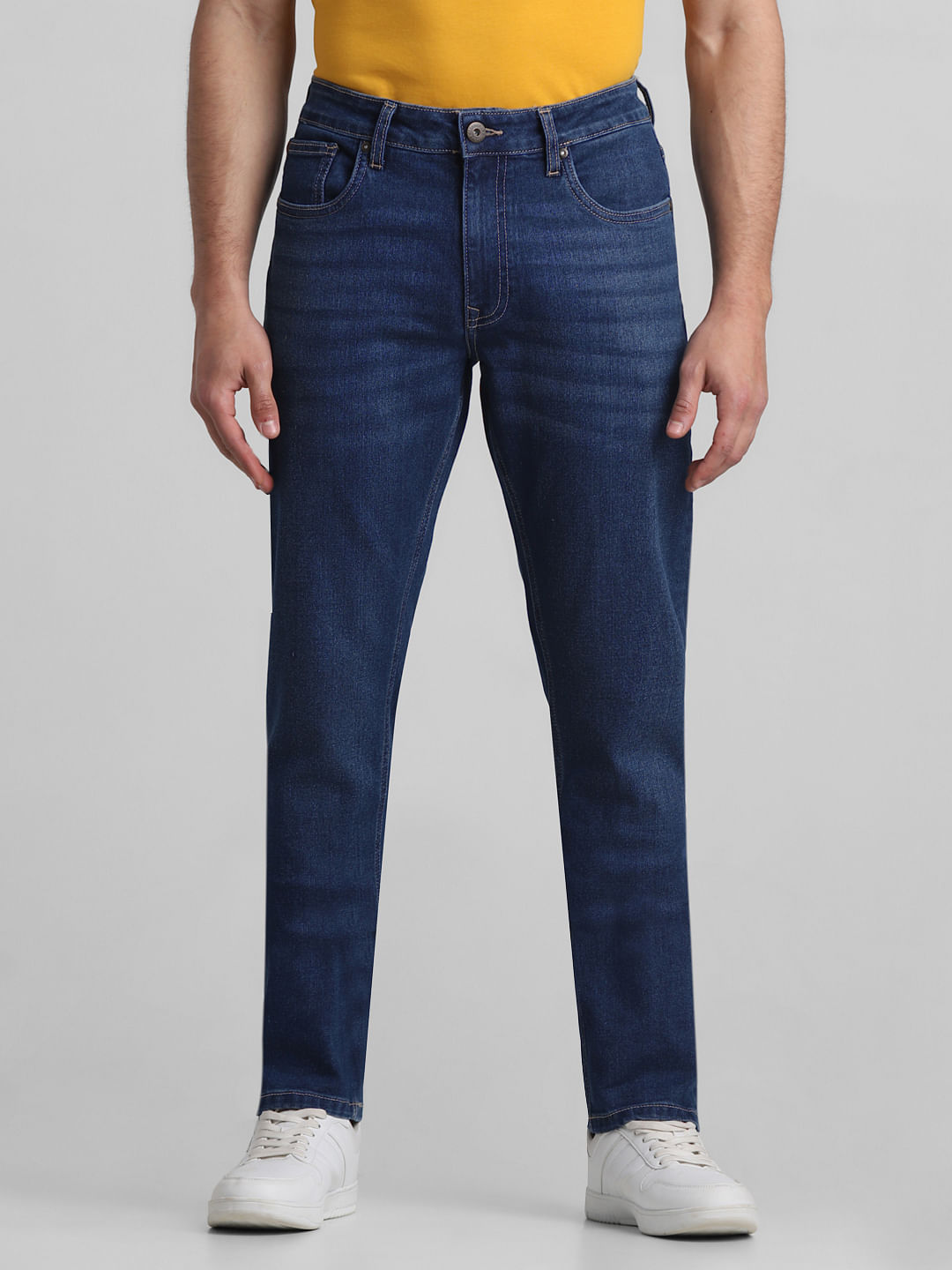 BOSS - Slim-fit jeans in dark-blue comfort-stretch denim