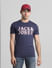 Dark Blue Logo Print Crew Neck T-shirt_414754+1