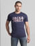 Dark Blue Logo Print Crew Neck T-shirt_414754+2