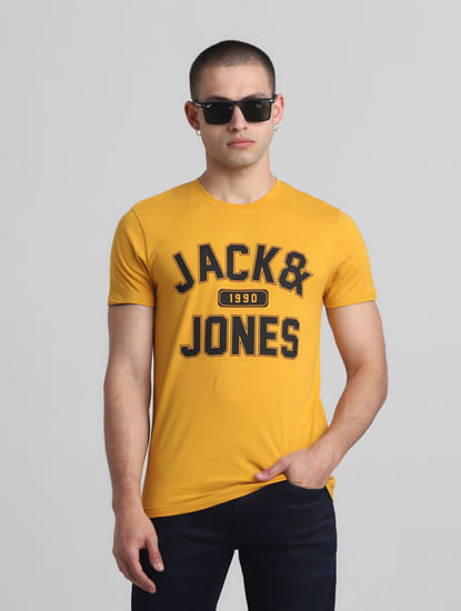 Yellow Varsity Logo Crew Neck T-shirt
