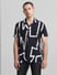 Black Abstract Print Short Sleeves Shirt_414767+2