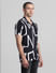 Black Abstract Print Short Sleeves Shirt_414767+3