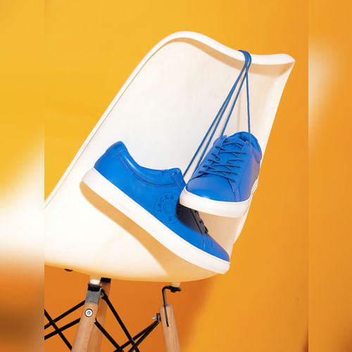 JACK&JONES Blue Leather Lace-Up Sneakers