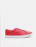 Red Leather Lace-Up Sneakers_414777+2