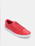 Red Leather Lace-Up Sneakers_414777+4