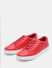 Red Leather Lace-Up Sneakers_414777+6