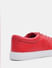 Red Leather Lace-Up Sneakers_414777+8