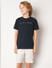 Navy Blue Logo Print T-shirt_414927+2