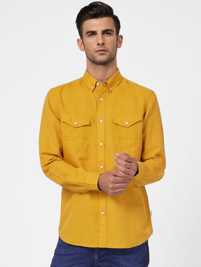Mustard Linen Blend Shirt
