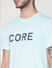 Light Blue Logo Print Crew Neck T-shirt_391248+6