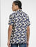 Dark Blue Printed Short Sleeves Shirt_410043+4