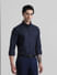 Navy Blue Formal Full Sleeves Shirt_410046+1
