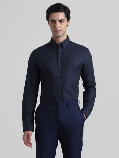 Navy Blue Formal Full Sleeves Shirt