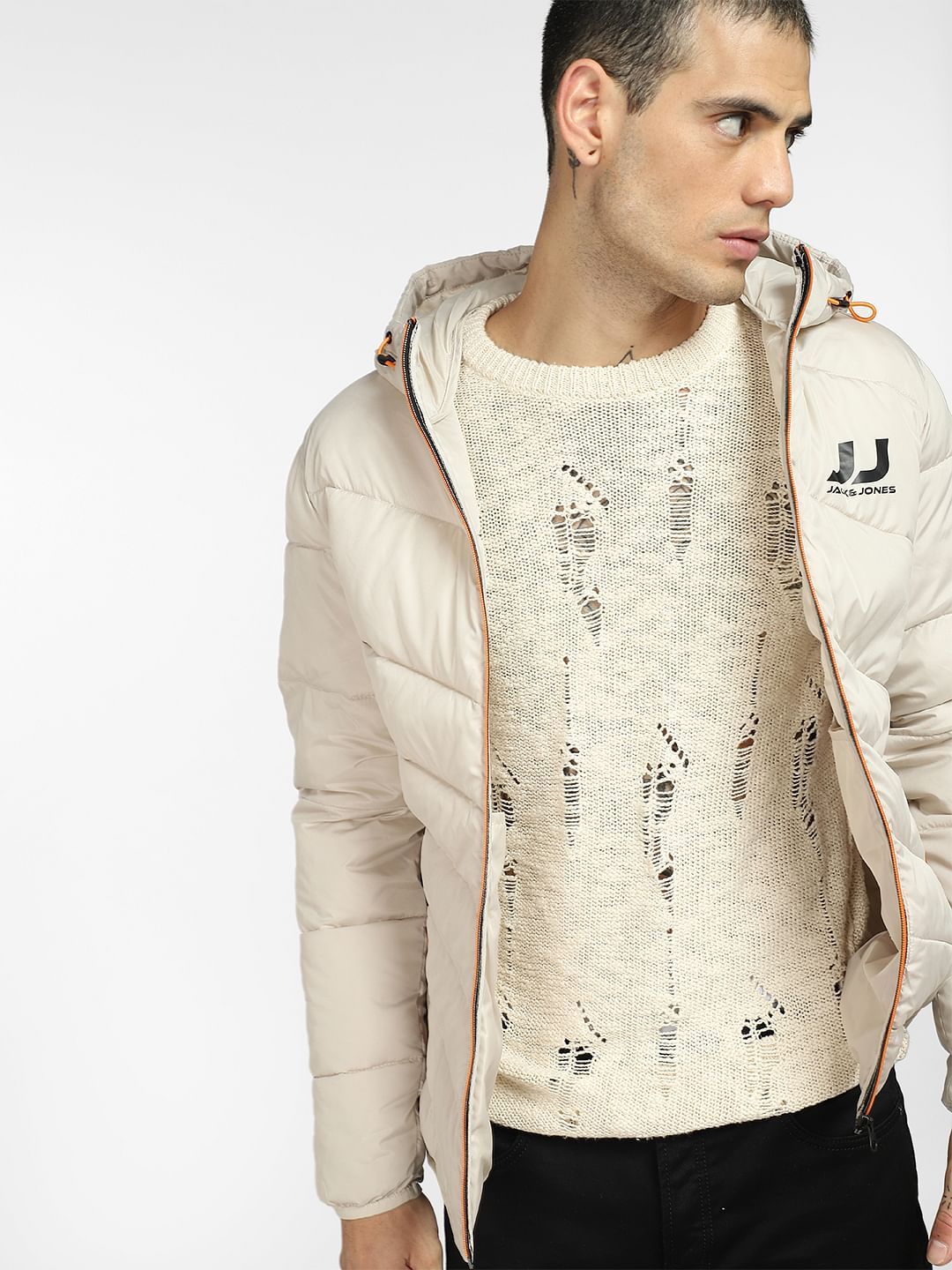 Beige pullover online jacket