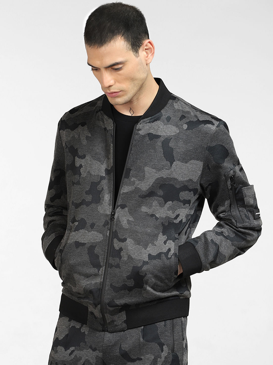 over print military jacket - アウター