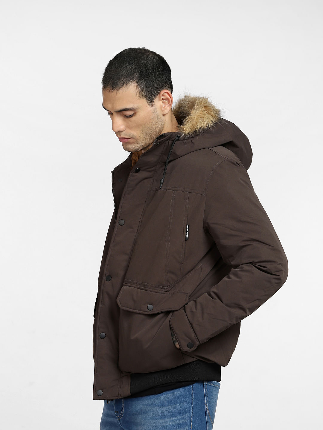 jack and jones core ernst fur hooded jacket