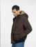Dark Brown Fur Hood Casual Jacket_398012+3
