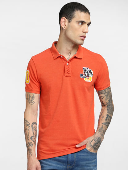 Red Printed Polo T-shirt