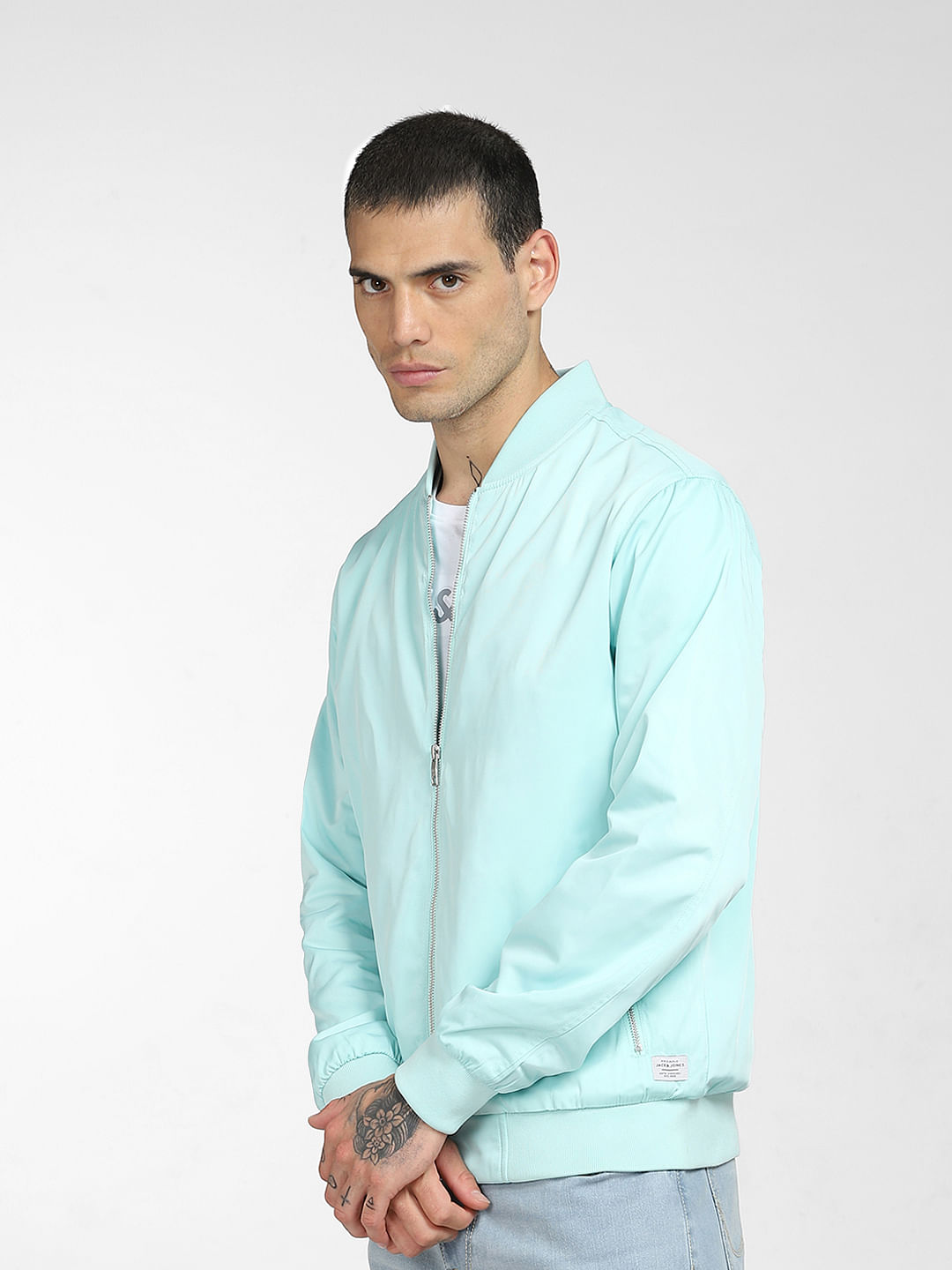 Blue green cheap bomber jacket