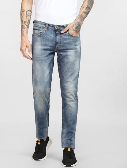 Light Blue Low Rise Faded Slim Jeans