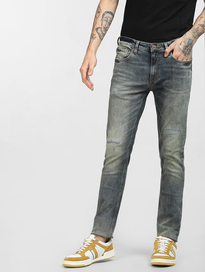 Blue Low Rise Washed Skinny Jeans