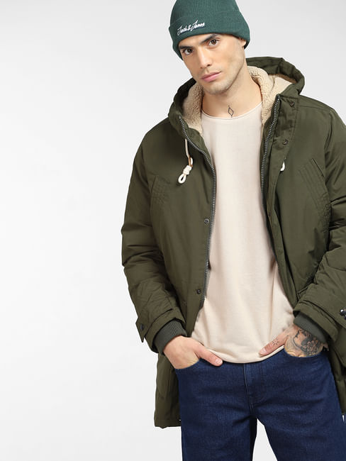 Green Quilted Teddy Parka Jacket
