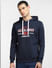 Navy Blue Logo Print Hooded Sweatshirt_398048+2