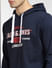 Navy Blue Logo Print Hooded Sweatshirt_398048+5