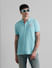 Blue Contrast Inner Neck Polo T-shirt_408400+1