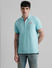 Blue Contrast Inner Neck Polo T-shirt_408400+2