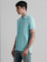 Blue Contrast Inner Neck Polo T-shirt_408400+3