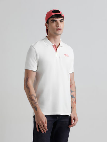 White Contrast Inner Neck Polo T-shirt