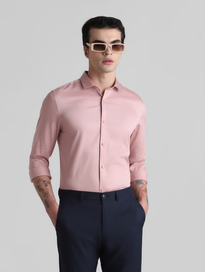 Pink Full Sleeves Solid Shirt